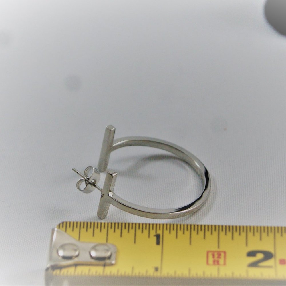 Cut Hoop Earrings | Silver - New! - Picture 4 of 4